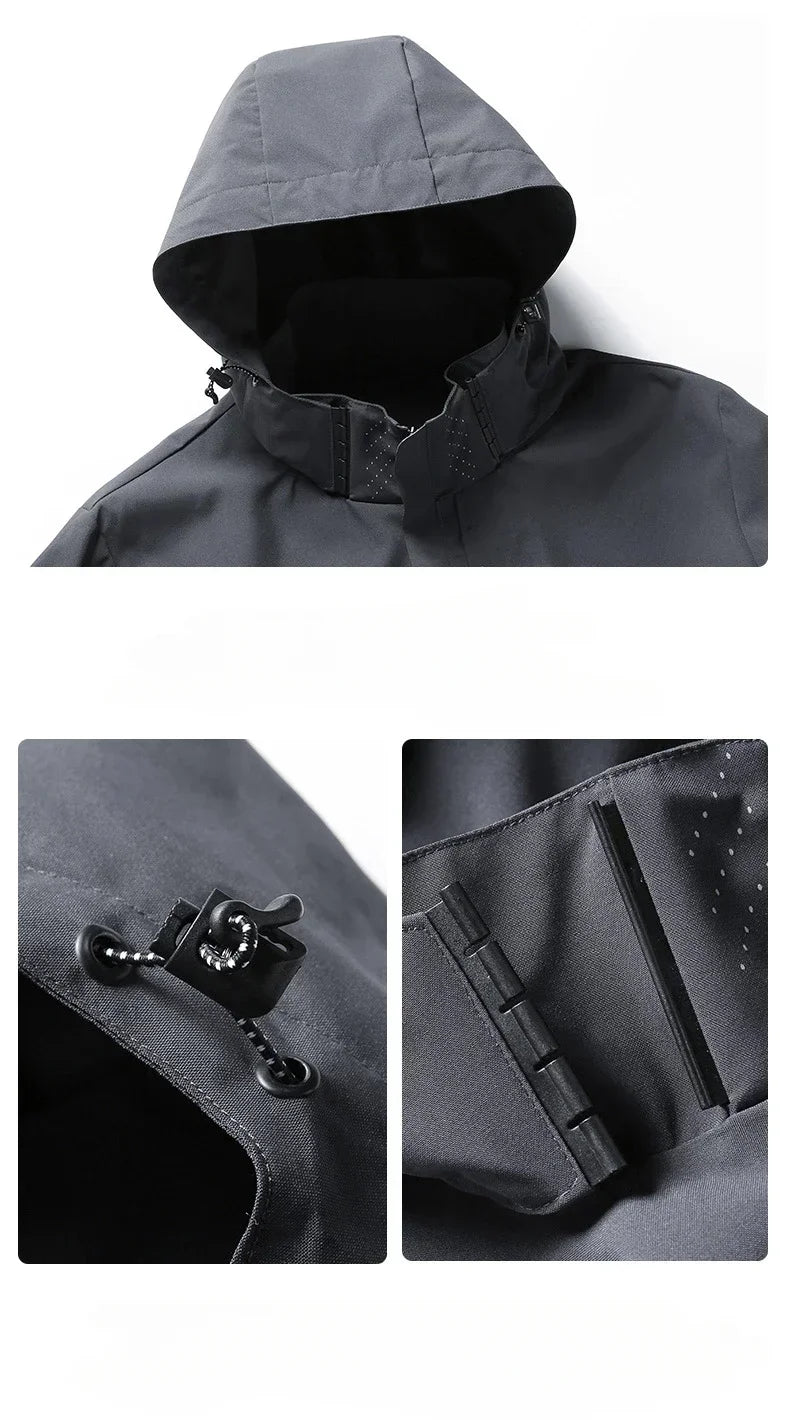 Men's Solid Outdoor Waterproof Raincoat