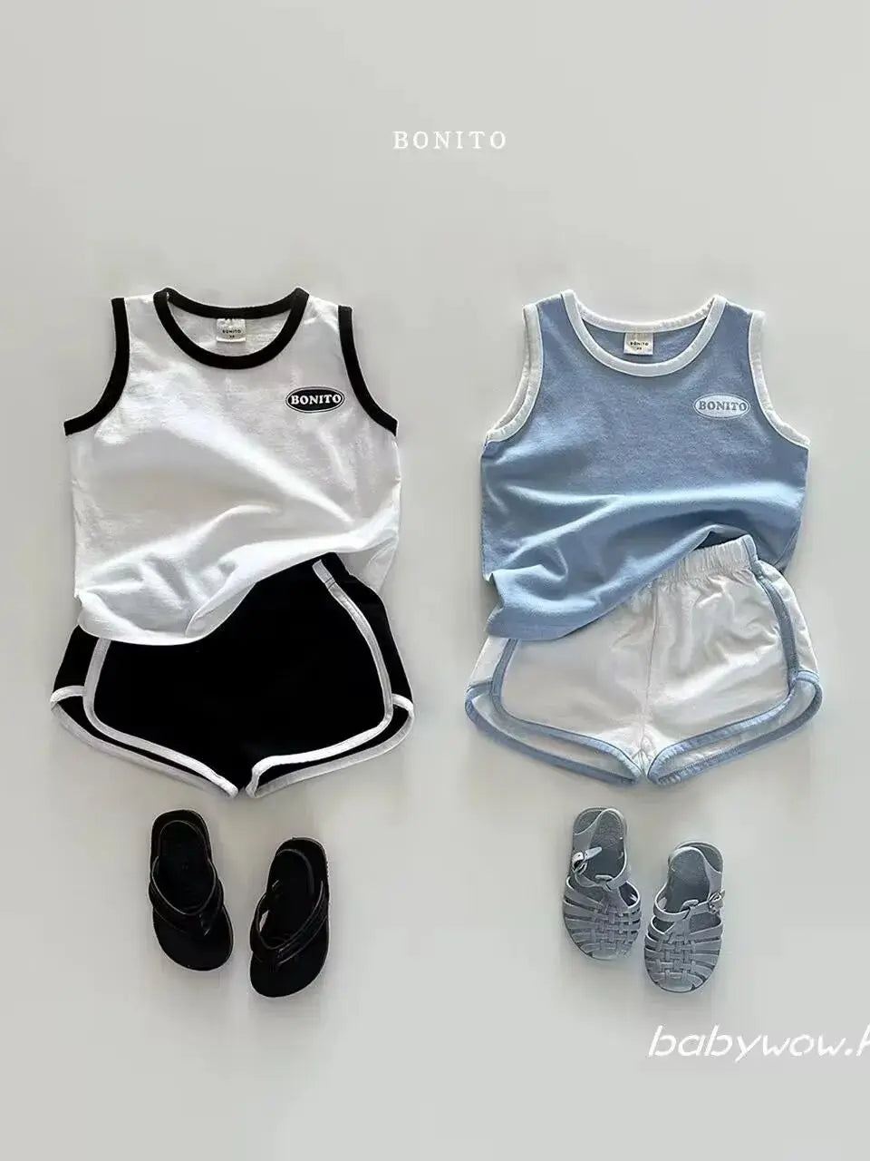 TZ24040 summer Korean version 2025 new baby pure cotton sports casual vest shorts two-piece set