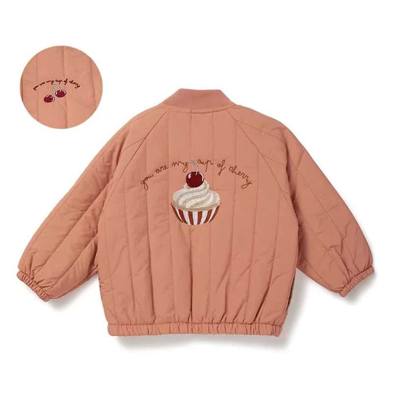 Toddler Baby Boy Girl Jackets Spring Autumn Long Sleeve Embroidery Fleece Cotton Kids Coats Outerwear Children Clothing