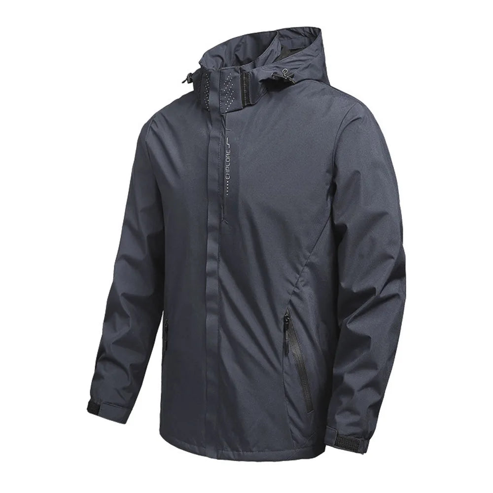 Men's Solid Outdoor Waterproof Raincoat