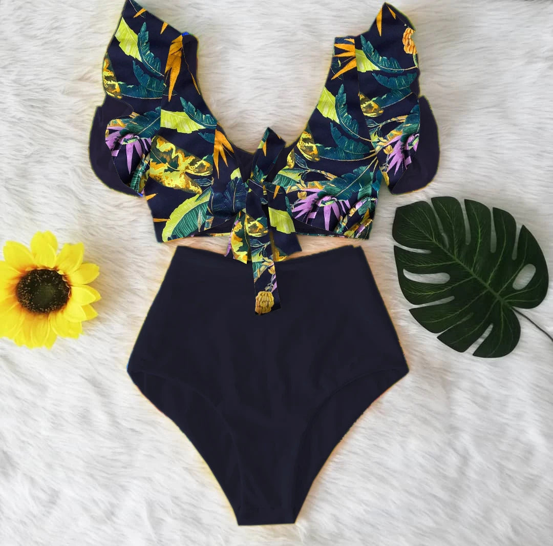 High Waist Ruffled Sexy Bikini Set