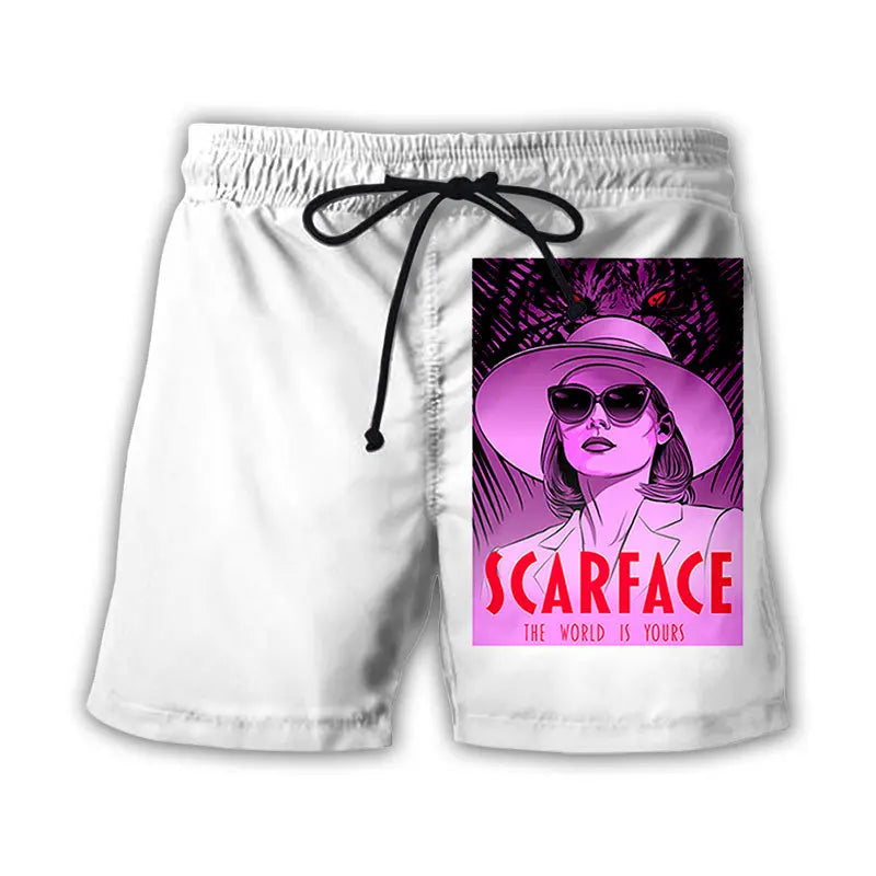 Scarface Classic Movie 3D Print Beach Shorts Men Women Fashion Oversized Surfing Board Sport Pants Swimsuits Trunks Kid Clothing