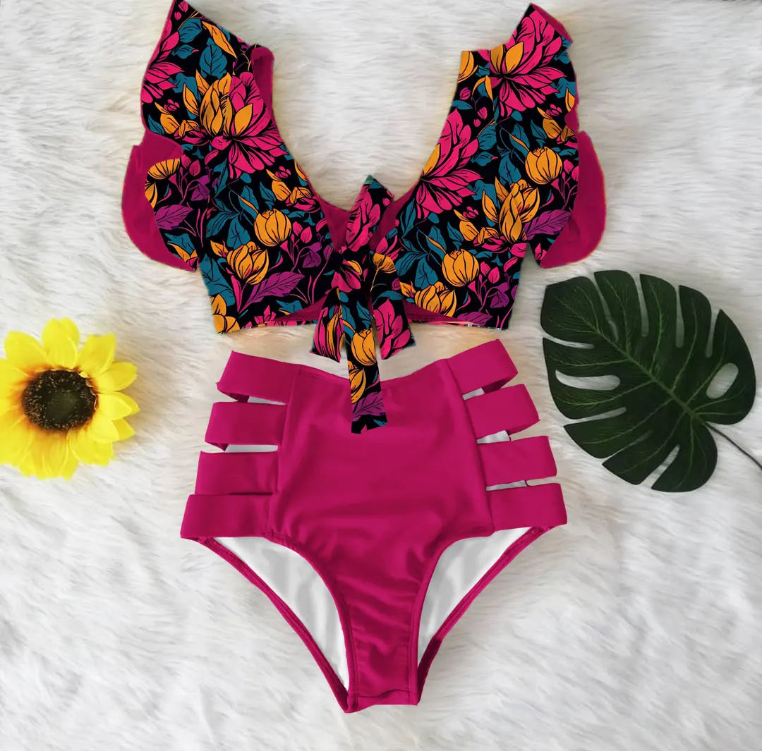 High Waist Ruffled Sexy Bikini Set
