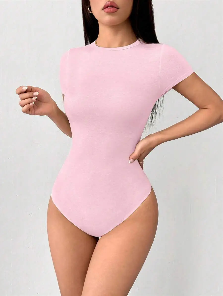 Women's Solid Short Sleeve Bodysuit