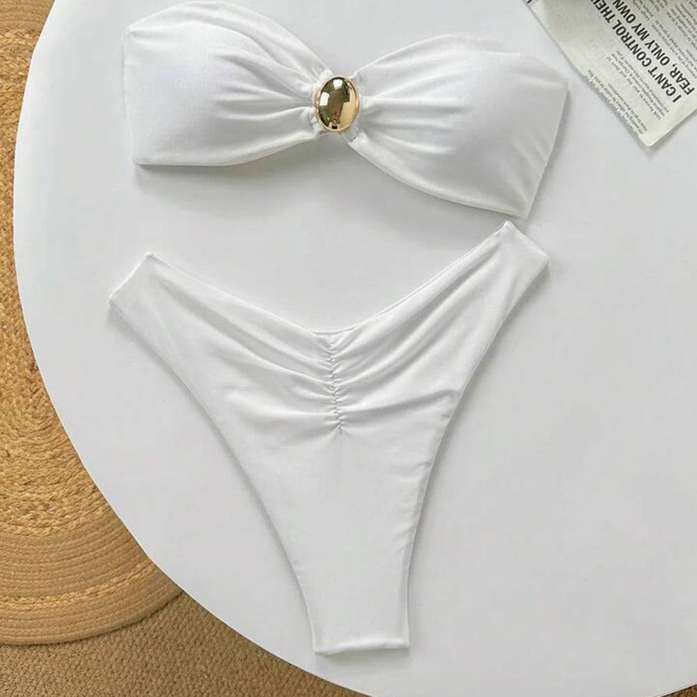 Elegant Off Shoulder Women’s Bikini Set