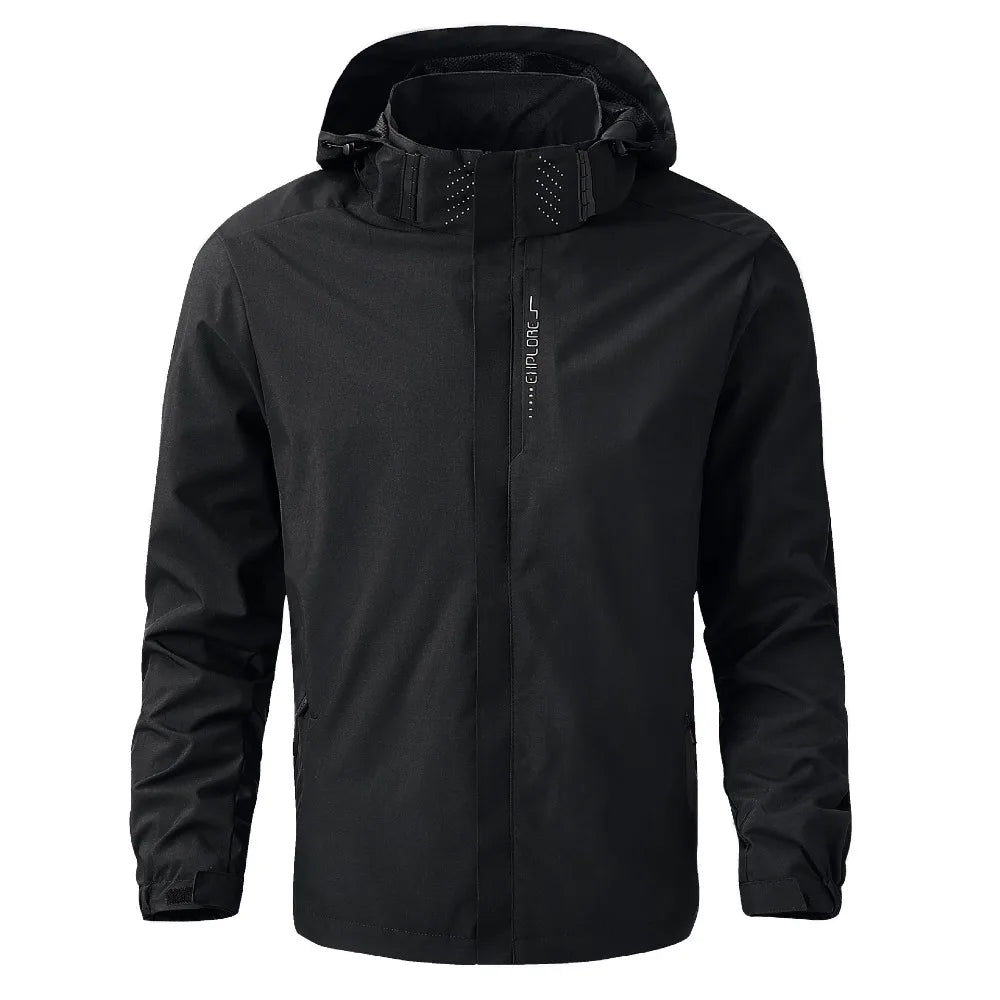 Men's Solid Outdoor Waterproof Raincoat