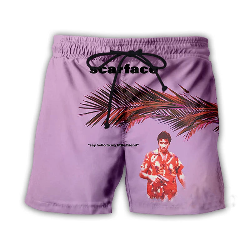Scarface Classic Movie 3D Print Beach Shorts Men Women Fashion Oversized Surfing Board Sport Pants Swimsuits Trunks Kid Clothing
