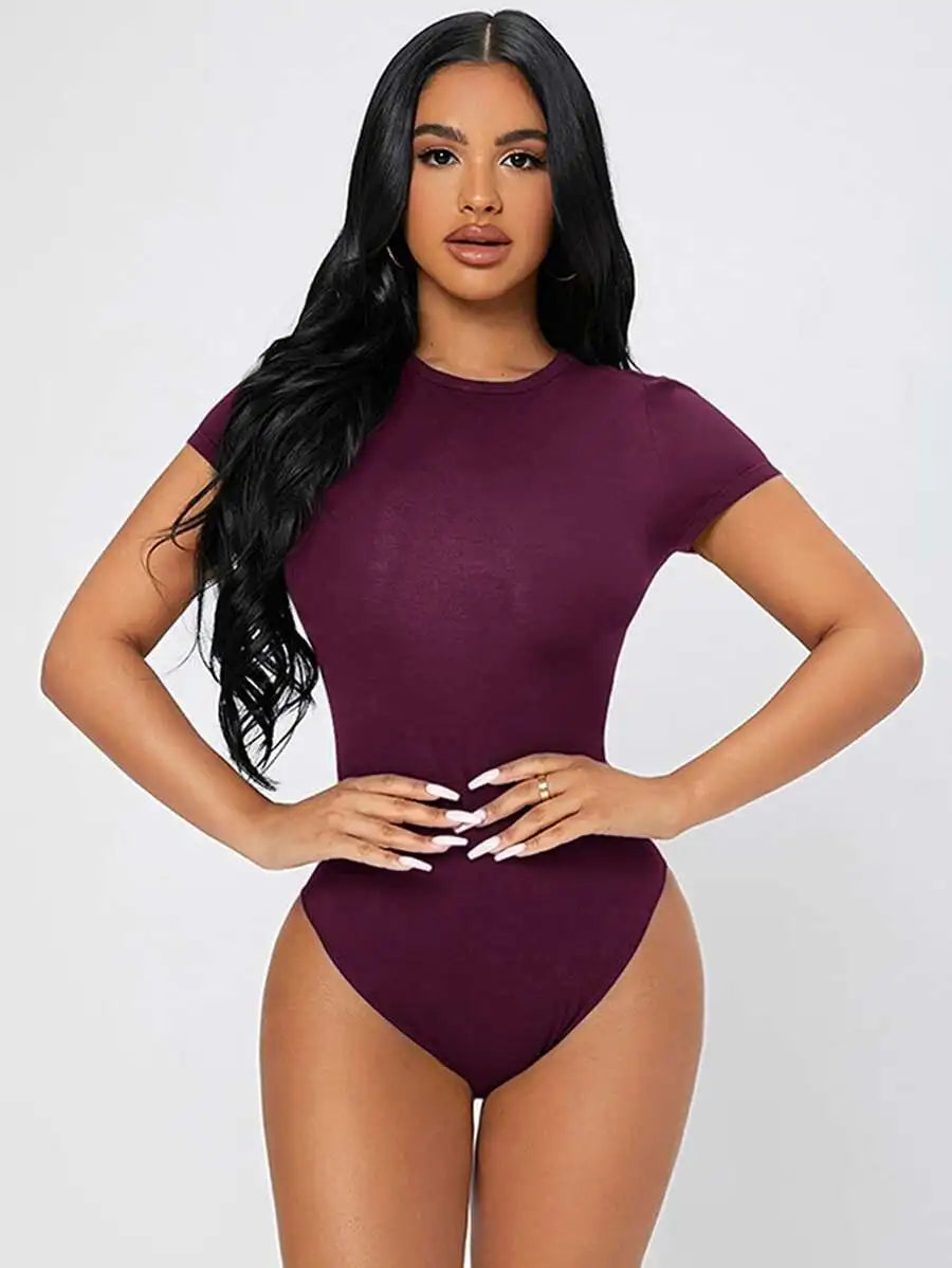 Women's Solid Short Sleeve Bodysuit