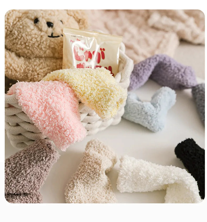 Winter Thick Newborn Socks Coral Fleece Warm Kids Leg Warmers Girls Boys Toddler Soft Baby Autumn Anti-slip Children Plus Stuff