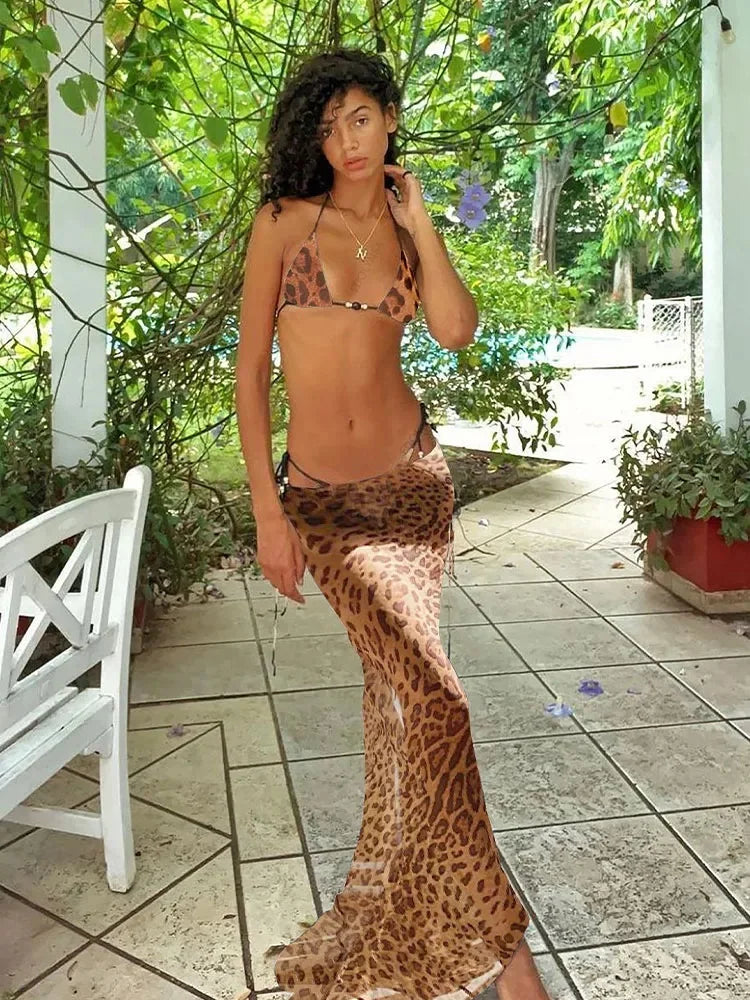 Sexy Zebra Stripes 3 Pieces Bikini Set 2024 Summer Beach Wear Triangle Bikinis Swimsuit With Beach Skirt Swimwear Cover-up A155