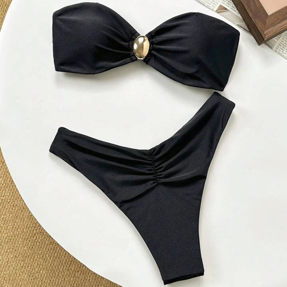 Elegant Off Shoulder Women’s Bikini Set