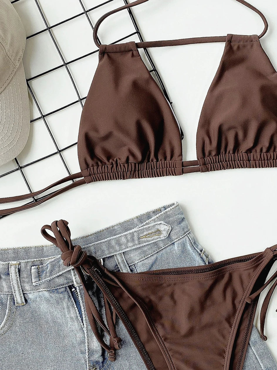 Sexy Lace Up Bikini 2026 Women Swimsuit Female Swimwear Brazilian Bikinis Set Micro Woman Bathing Suits Swimming for Beach Wear