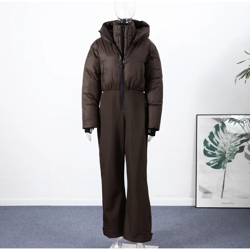 Women's Chic White Hooded Jumpsuit