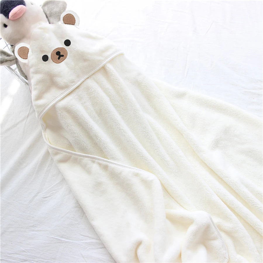 Infant Swaddle Blanket Wrap Baby Bath Towel Kids Bathrobe Fleece Blanket Warm Sleeping Swaddle Wrap for New Born Boys Girls