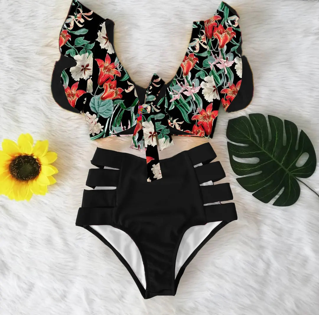 High Waist Ruffled Sexy Bikini Set