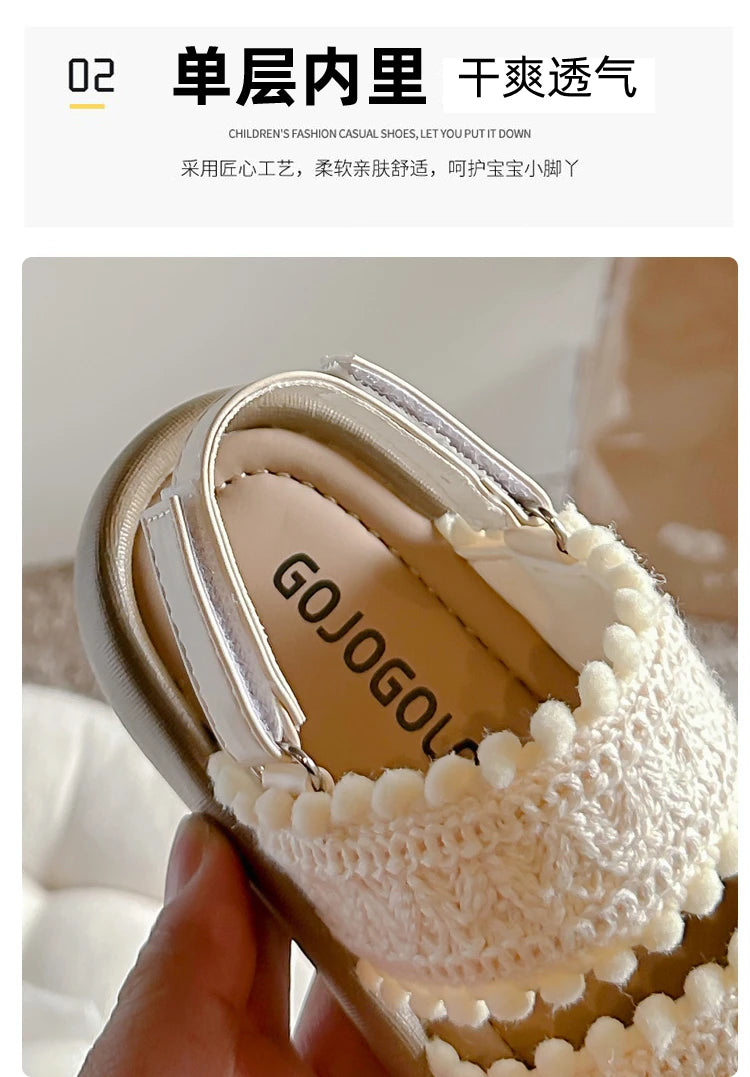 Kids Fashion Girls Sandals 2024 New Soft Ethnic French Wind Open-toe Cool Breatheable Princess Shoes Children Versatile Platform