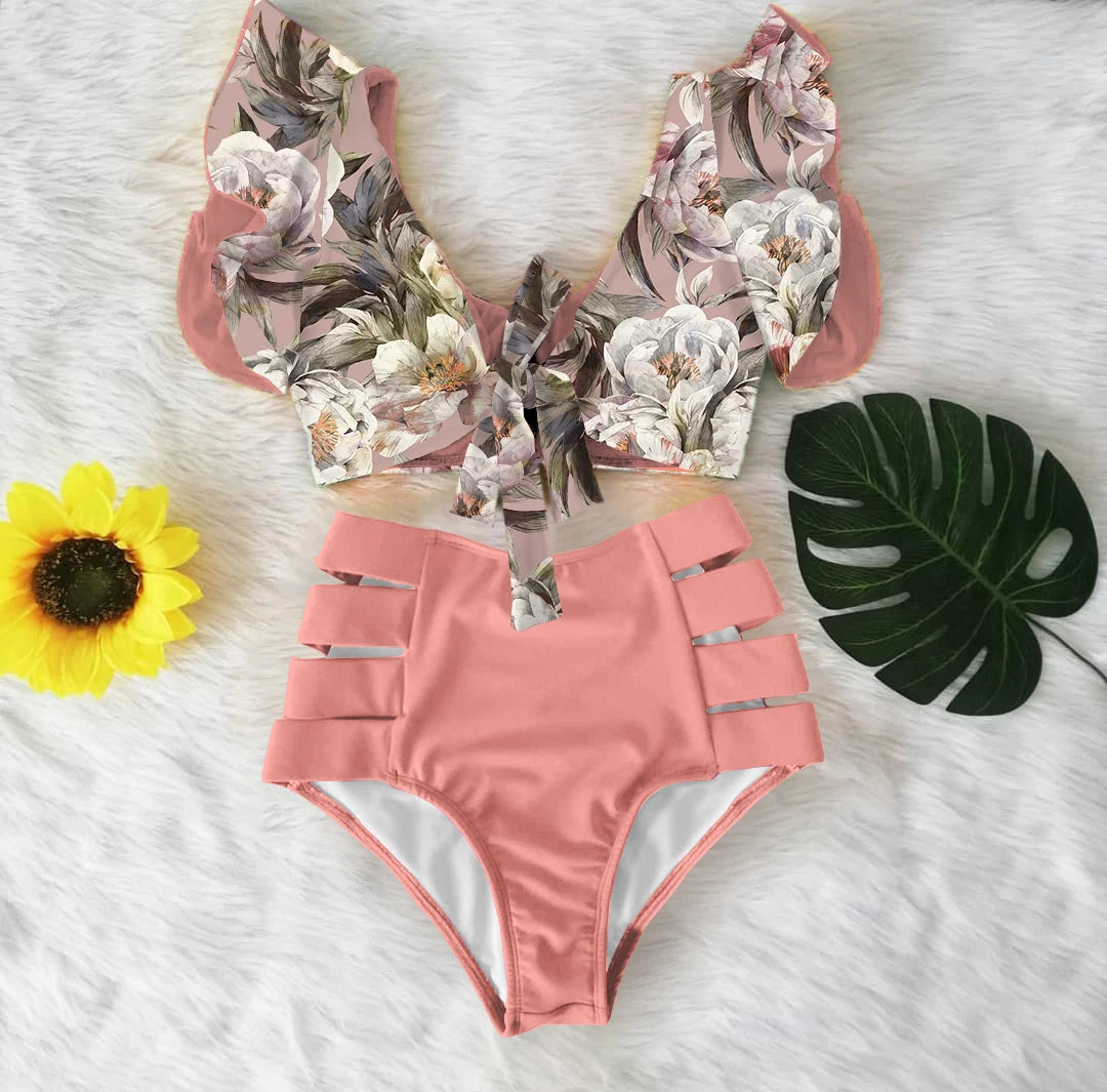 High Waist Ruffled Sexy Bikini Set