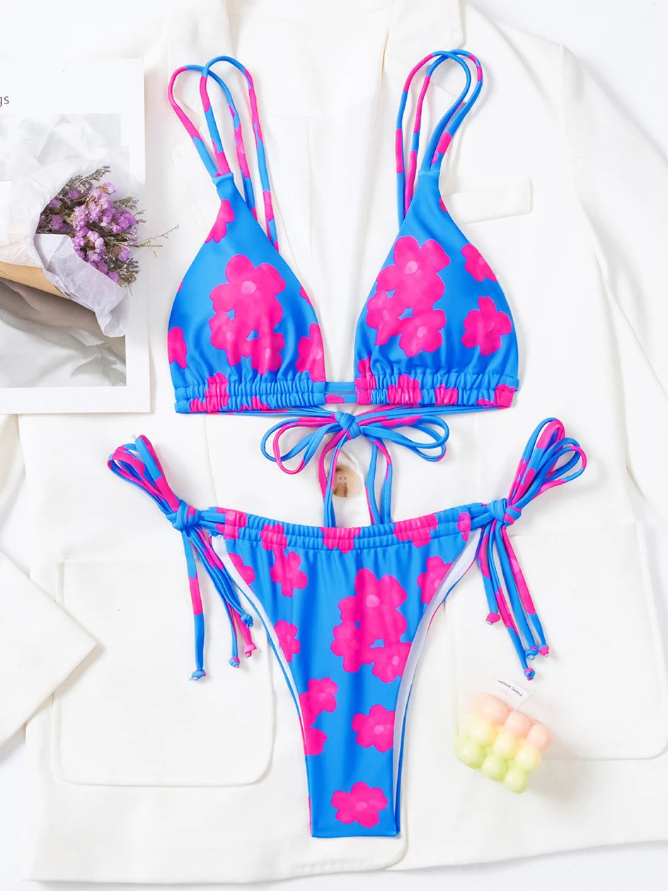 Sexy Lace Up Bikini 2026 Women Swimsuit Female Swimwear Brazilian Bikinis Set Micro Woman Bathing Suits Swimming for Beach Wear