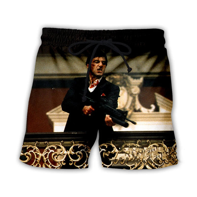 Scarface Classic Movie 3D Print Beach Shorts Men Women Fashion Oversized Surfing Board Sport Pants Swimsuits Trunks Kid Clothing