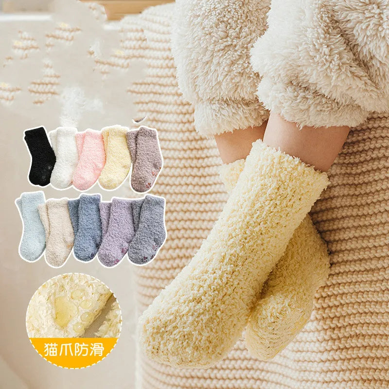 Winter Thick Newborn Socks Coral Fleece Warm Kids Leg Warmers Girls Boys Toddler Soft Baby Autumn Anti-slip Children Plus Stuff