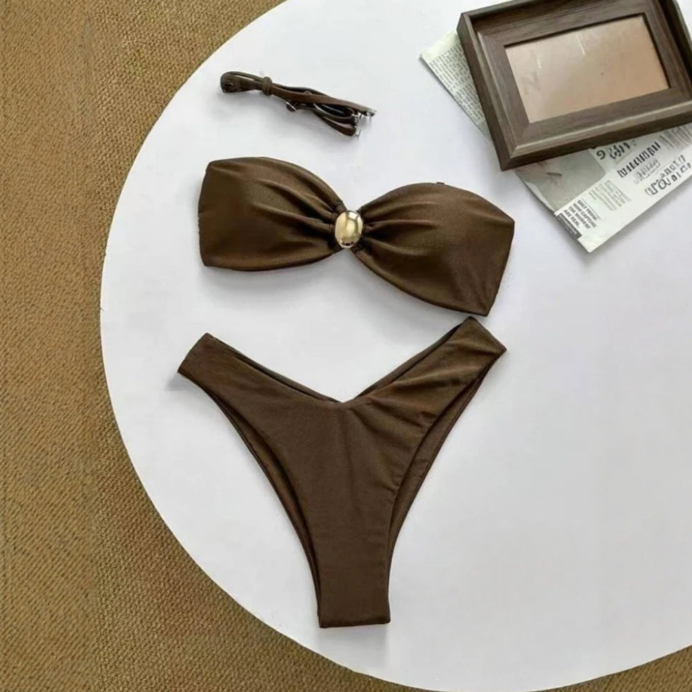 Elegant Off Shoulder Women’s Bikini Set
