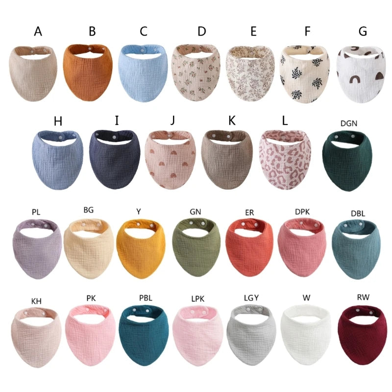 Baby Bibs Organic Cotton Muslin Scarf Burp with for Triangle Gauze Water Absorb Bandana for Boys Girls