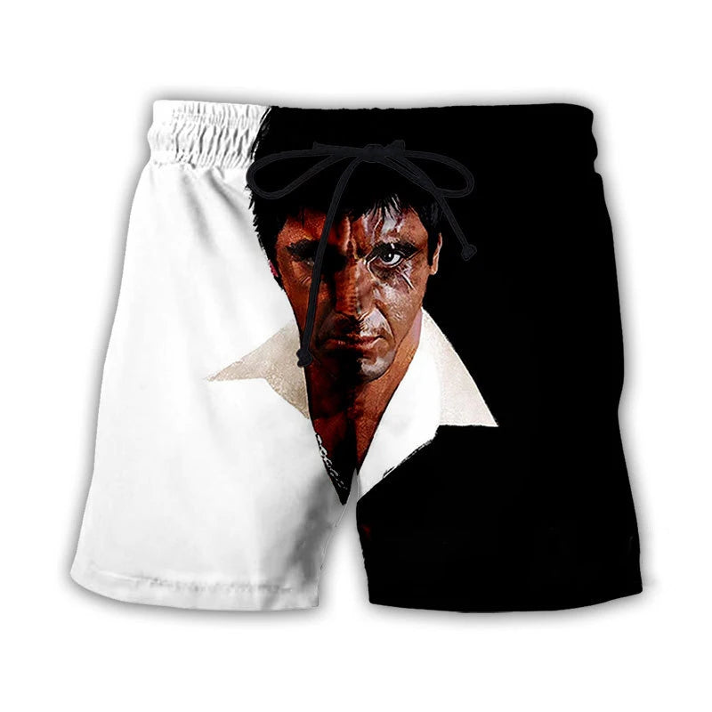 Scarface Classic Movie 3D Print Beach Shorts Men Women Fashion Oversized Surfing Board Sport Pants Swimsuits Trunks Kid Clothing
