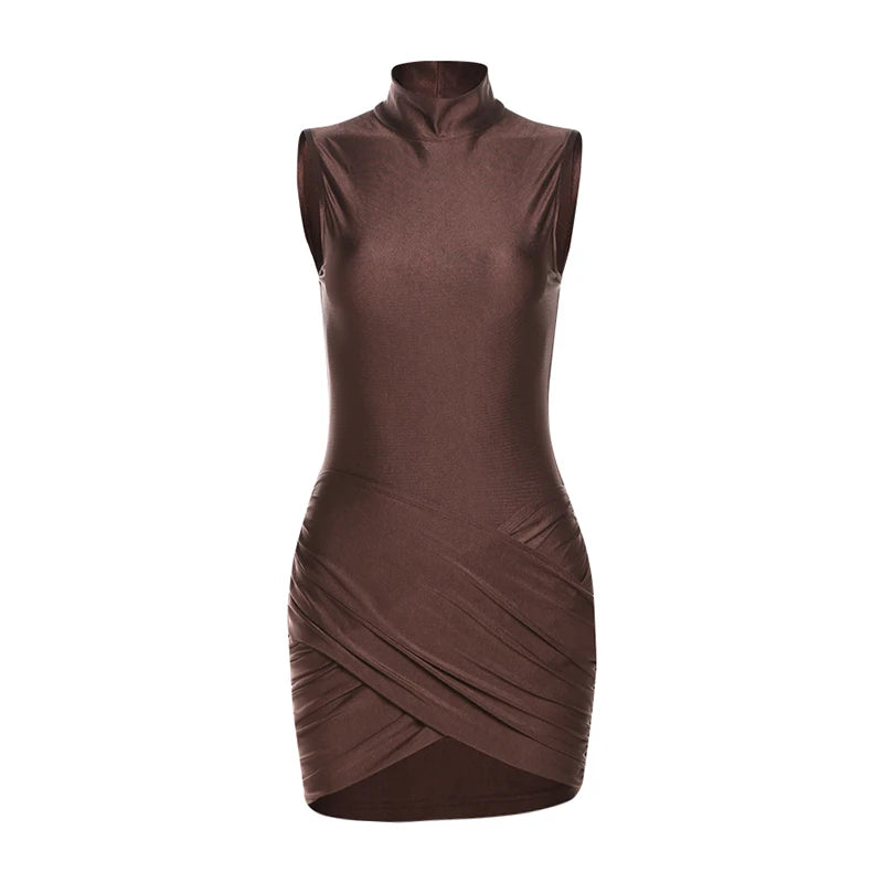Elegant Sleeveless Cross Ruffle Mini Dress