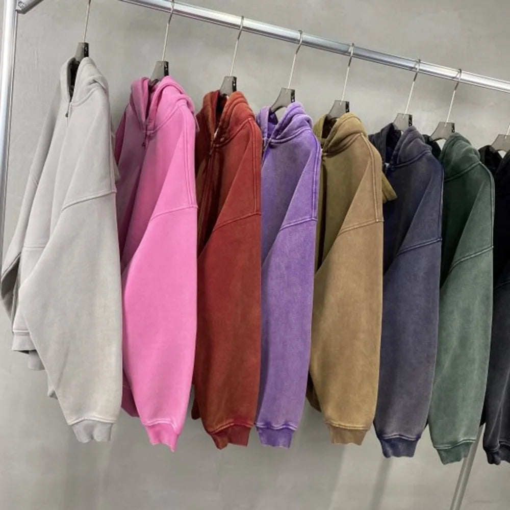 Color Washed Street Wear Styled Hoodie