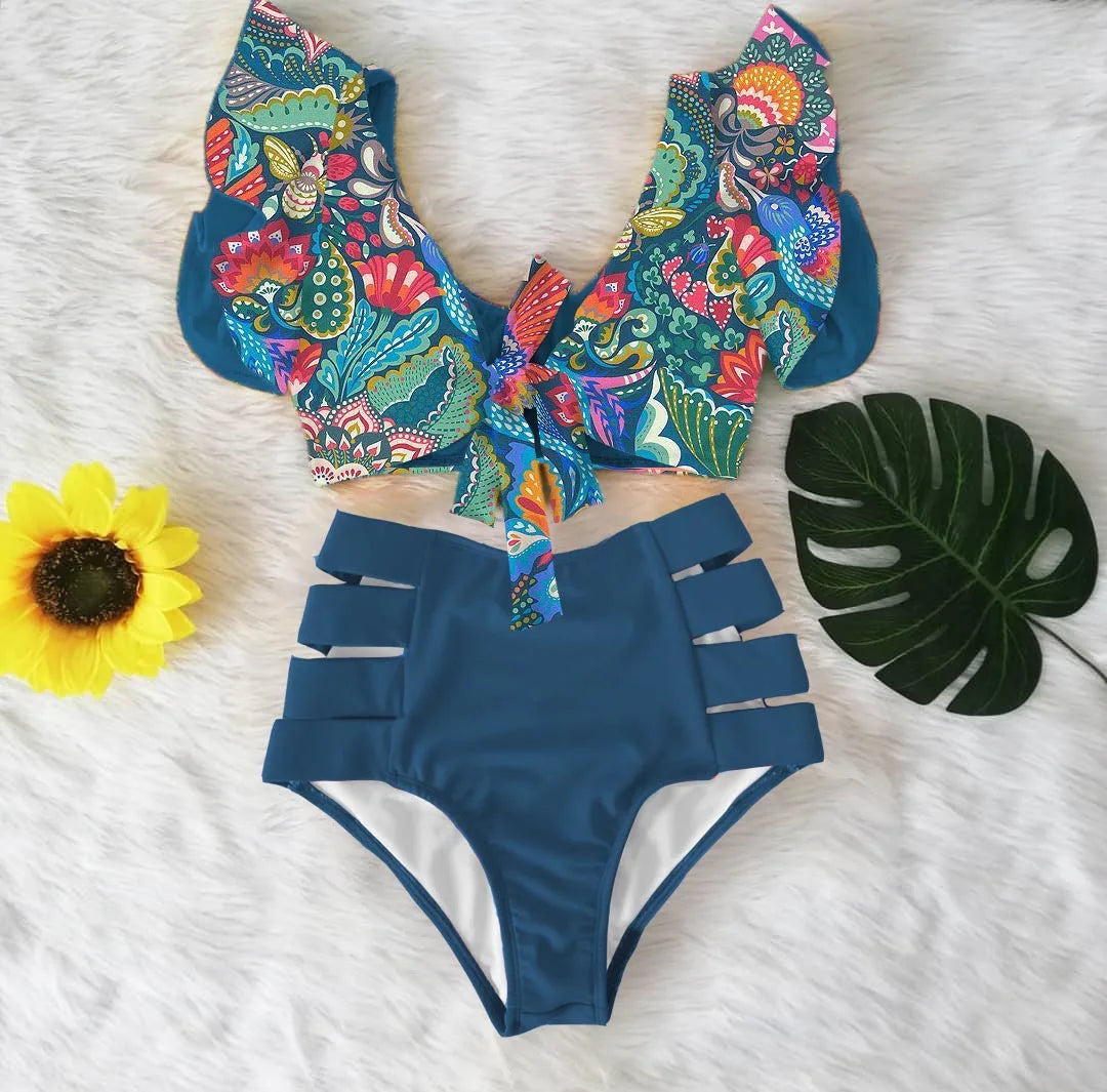 High Waist Ruffled Sexy Bikini Set