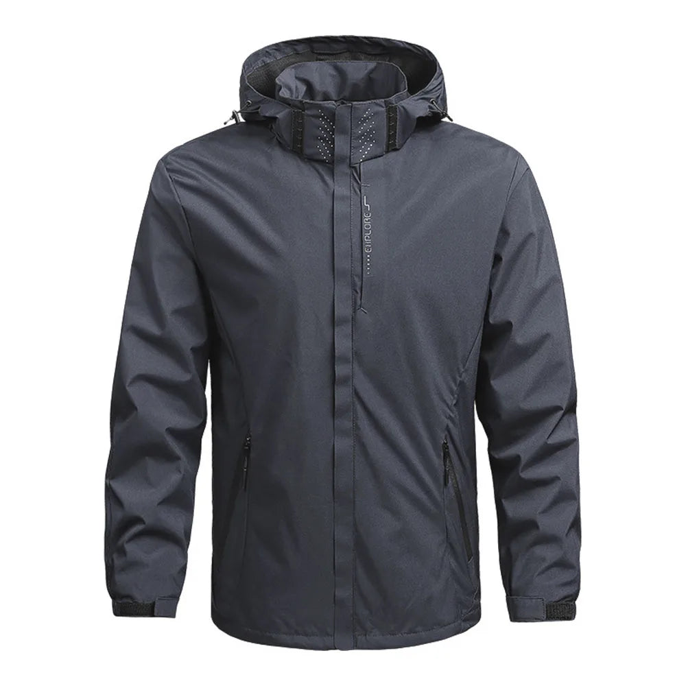 Men's Solid Outdoor Waterproof Raincoat