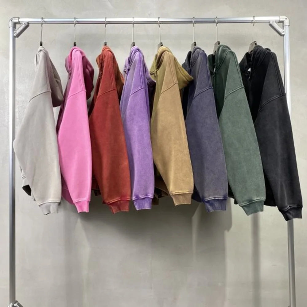 Color Washed Street Wear Styled Hoodie