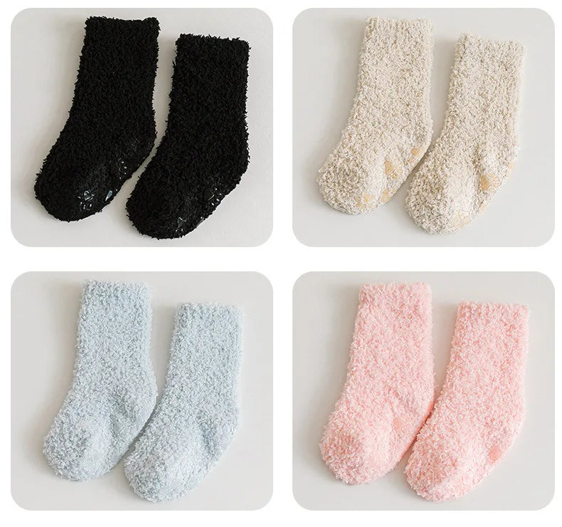 Winter Thick Newborn Socks Coral Fleece Warm Kids Leg Warmers Girls Boys Toddler Soft Baby Autumn Anti-slip Children Plus Stuff